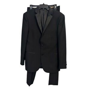Men’s Black Satin Collar Suit Size 36R New